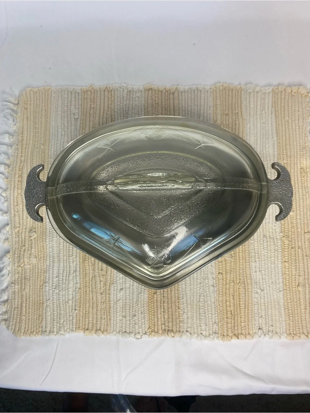 VTG GUARDIAN SERVICE COOKWARE HEART SHAPED w/GLASS LID HAMMERED ALUMINUM 2 QTS